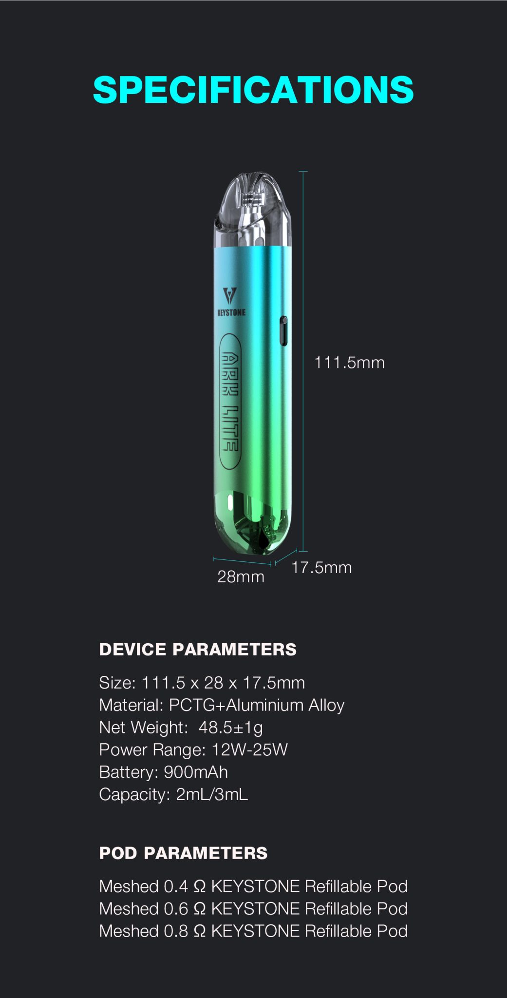 ARK LITE Vape Pod System - KEYSTONE